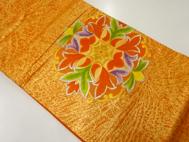 JAPANESE KIMONO / VINTAGE NAGOYA OBI / SILK / WOVEN FLOWERS